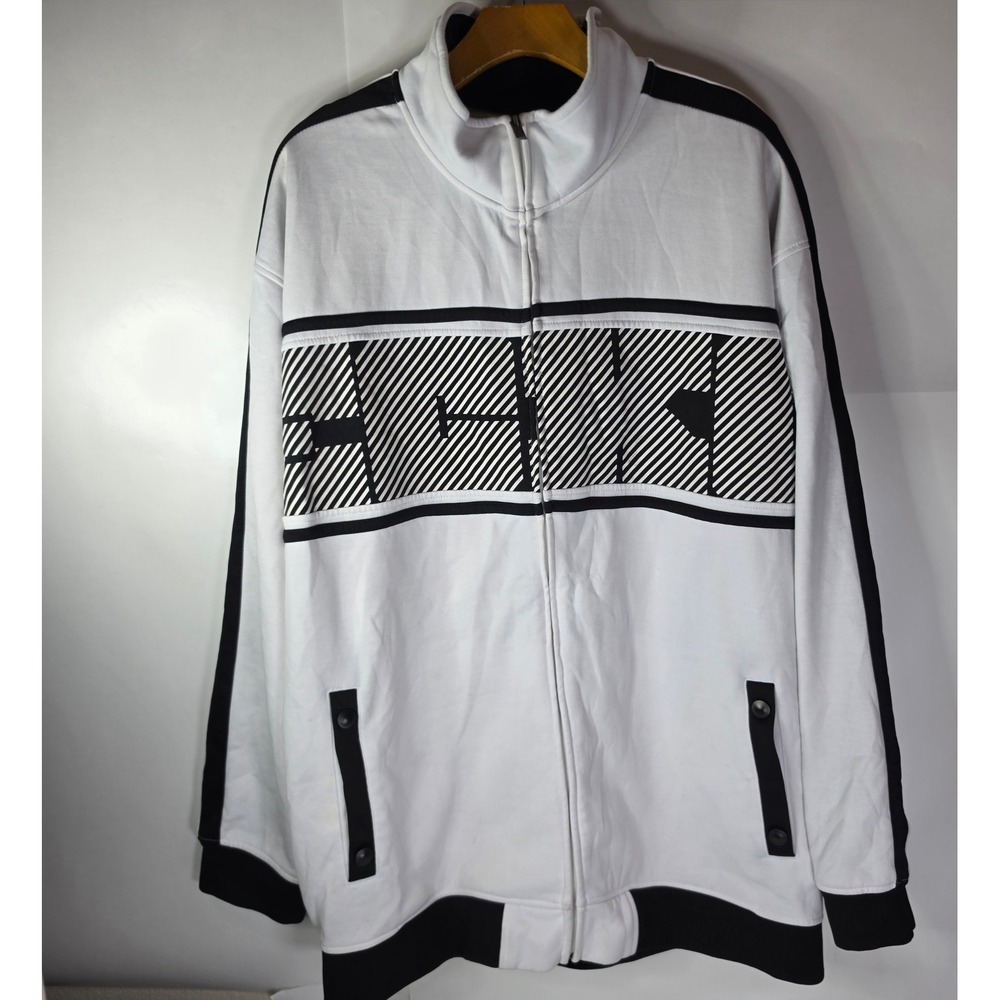 Vintage Ecko Unltd Track Jacket Mens 2XL White Black Y2K Spellout Full Zip Heavy